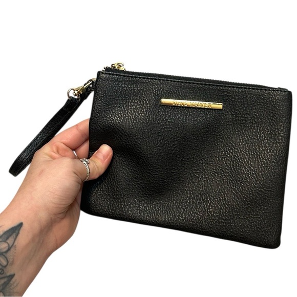 Steve Madden Handbags - Steve Madden Black Wristlet Wallet W Gold Hardware